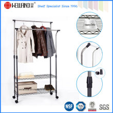 Adjustable Extendable Steel Double-Rod Garment Shelf Rack